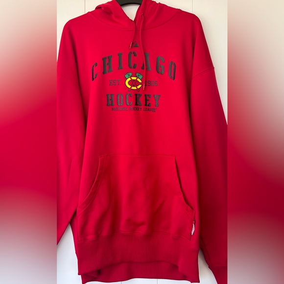 Majestic Brand Chicago Blackhawks Therma Base Hoodie Red - Picture 1 of 8